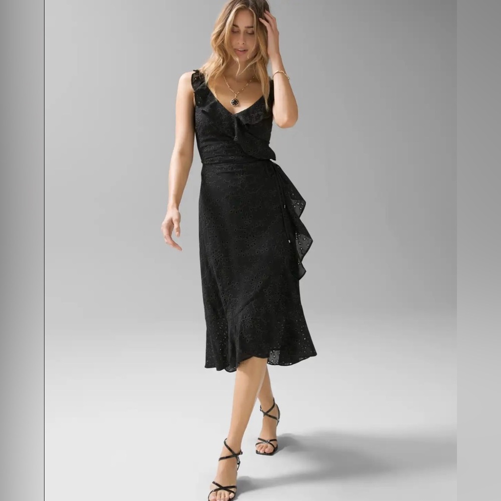 NWT WHBM LS EYELET RUFFLE WRAP
